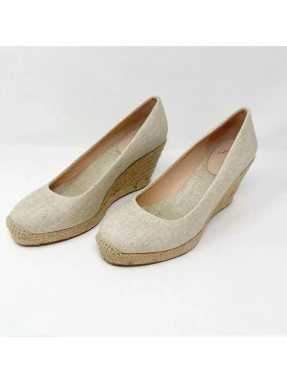 J.Crew Seville Sandstone Canvas Espadrilles Wedges Slip On Women's Size 10